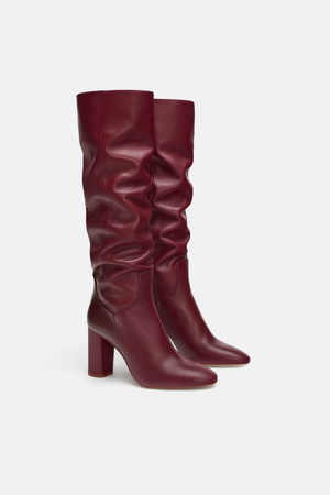 Zara burgundy leather boots