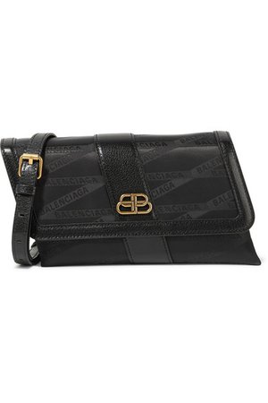 Balenciaga | Shift leather-trimmed jacquard shoulder bag | NET-A-PORTER.COM