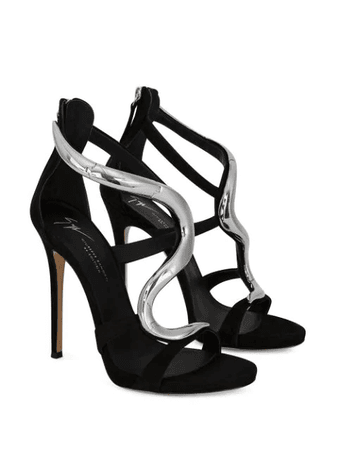 *clipped by @luci-her* Giuseppe Zanotti Venere Metallic-snake Sandals In Black | ModeSens