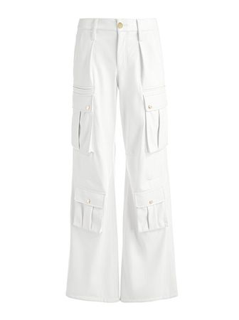 Joette Vegan Leather Cargo Pant In Off White | Alice And Olivia