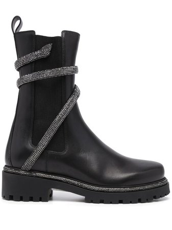 Shop René Caovilla snake-embellished leather ankle boots with Express Delivery - FARFETCH