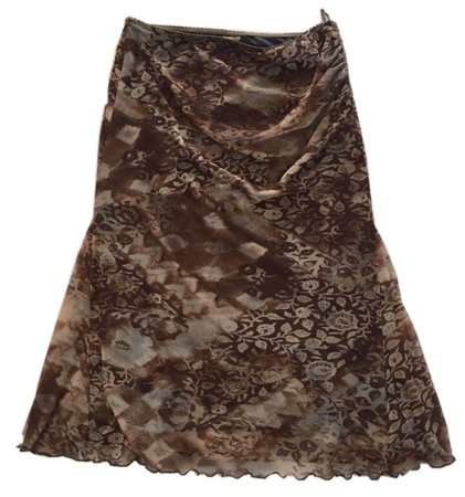 brown floral midi skirt
