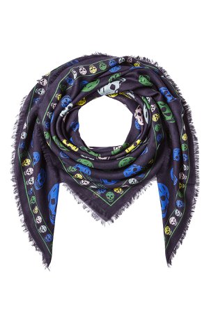 Skull Printed Scarf with Wool Gr. One Size
