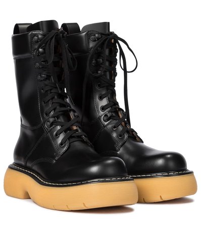 Bottega Veneta - Bounce leather combat boots | Mytheresa