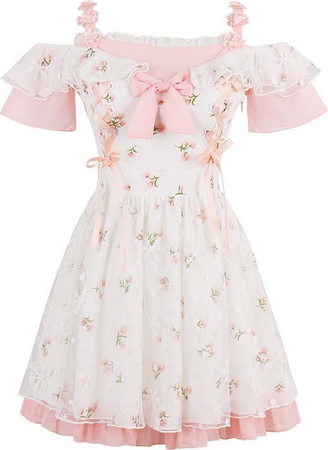 white and light pink mini dress