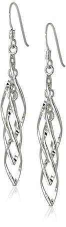 Amazon.com: Sterling Silver Linear Swirl French Wire Earrings: Clothing