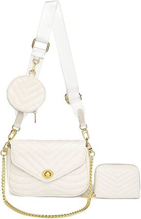 Amazon.com: White Purse Small Purses 3pcs Sets White Crossbody Bags for Women Quilted Shoulder Purses for Women Lightweight Crossbody Bags Trendy Purse and Handbags : Clothing, Shoes & Jewelry