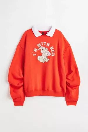 Collared Sweatshirt - Orange/Bambi - Ladies | H&M US