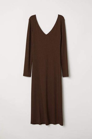 Fitted Dress - Brown