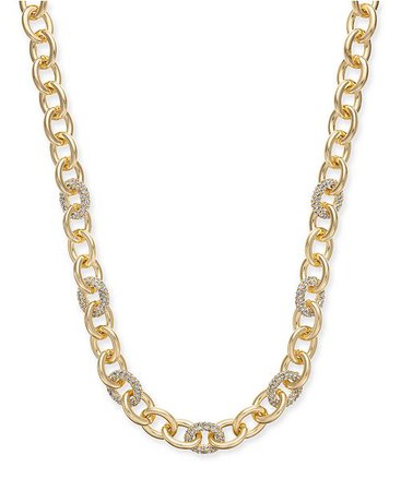 Charter Club Gold-Tone Pavé Link Collar Necklace, 18-1/2" + 2" extender, Created for Macy's & Reviews - Fashion Jewelry - Jewelry & Watches - Macy's