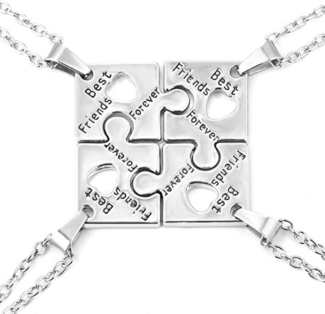 Amazon.com: FJ 4 BFF Best Friends Necklaces Puzzle Friendship Necklace for 4: Jewelry