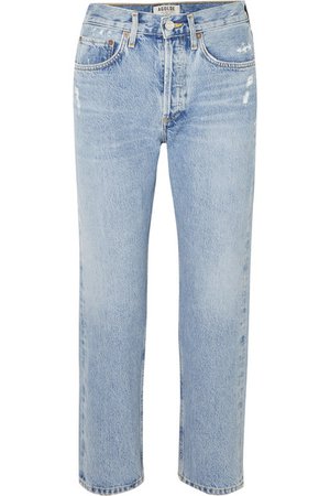 AGOLDE | Parker distressed cropped mid-rise straight-leg jeans | NET-A-PORTER.COM