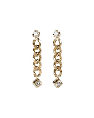 Zoë Chicco Diamond Curb Chain Drop Earrings | INTERMIX®