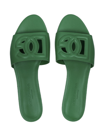 dolce & Gabbana logo embossed leather sandals