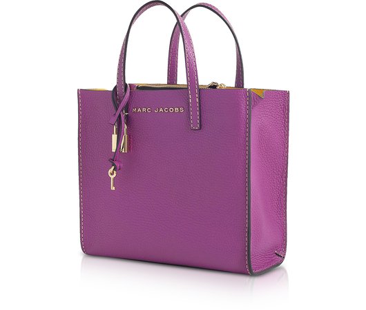 Marc Jacobs Purple The Grind Mini Leather Tote Bag at FORZIERI
