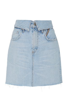 Flip High-Rise Denim Mini Skirt by Jean Atelier | Moda Operandi