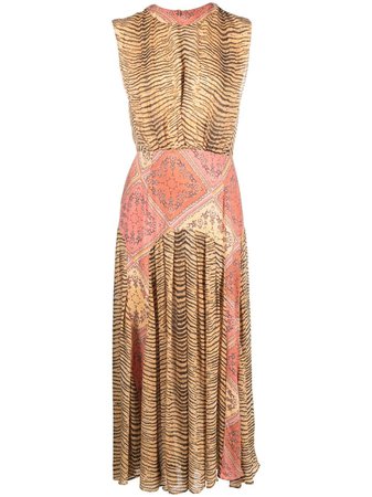 Rixo Panelled tiger-print Maxi Dress - Farfetch