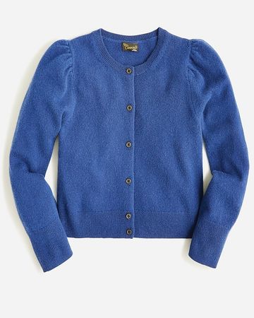 J.Crew: Girls' Cashmere Puff-sleeve Cardigan Sweater For Girls