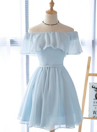light blue formal dresses knee length off the shoulder - Google Search