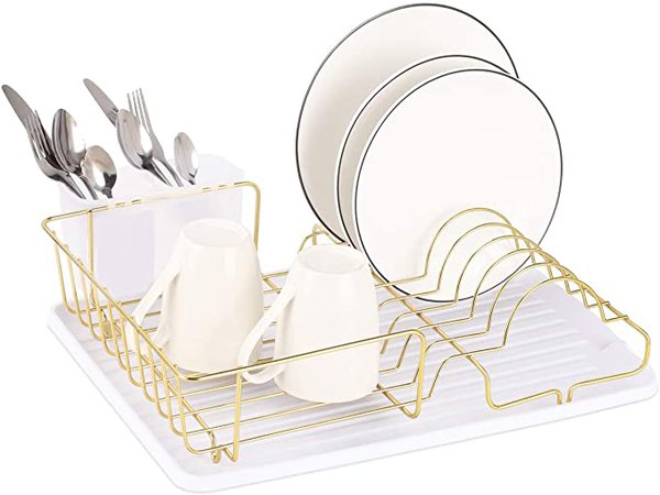 .com .com: Buruis Dish Drying Rack, Gold Dish Drainer