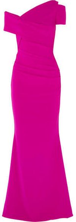 Moa One-shoulder Ruched Stretch-crepe Gown - Fuchsia