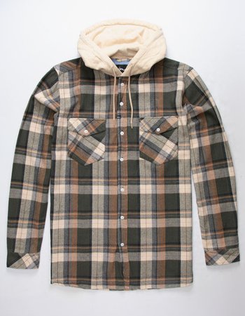 IMPERIAL MOTION Parker Mens Hooded Flannel Shirt - GRAY - 335270115 | Tillys