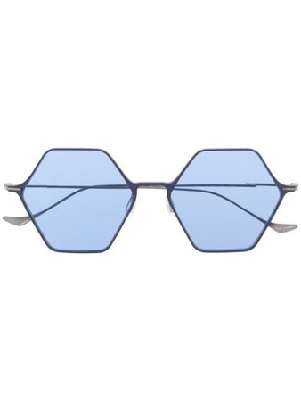 Yohji Yamamoto geometric frame sunglasses blue YY7035 - Farfetch