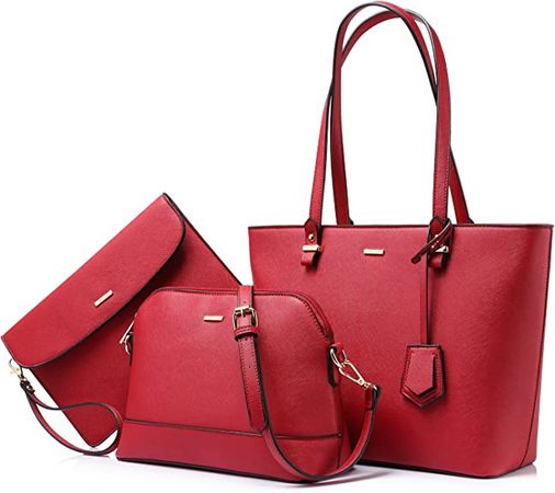 Amazon.com: Handbags for Women Shoulder Bags Tote Satchel Hobo 3pcs Purse Set Red : Clothing, Shoes & Jewelry