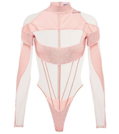 mugler pink bodysuit