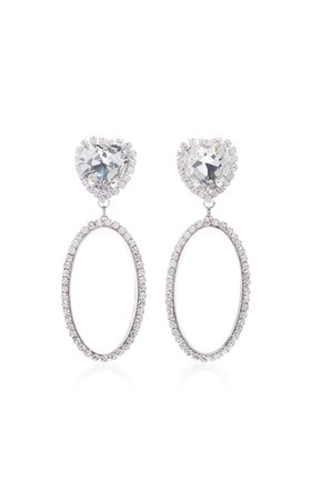 Alessandra Rich Crystal And Plexiglass Heart And Oval Earrings
