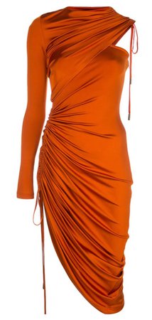 Monserrat satin orange long sleeve dress
