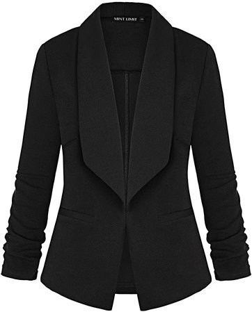 Unifizz Womens Casual Blazer Pockets Open Front Cardigan Work Office Jacket 3/4 Sleeve at Amazon Women’s Clothing store