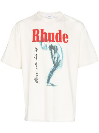 Shop Rhude graphic-print cotton T-shirt with Express Delivery - FARFETCH