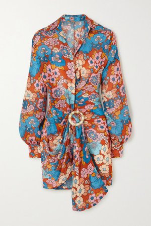 Dodo Bar Or | Lora embellished gathered floral-print cotton mini dress | NET-A-PORTER.COM