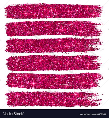 Pink glitter brushstrokes set isolated at white Vector Image
