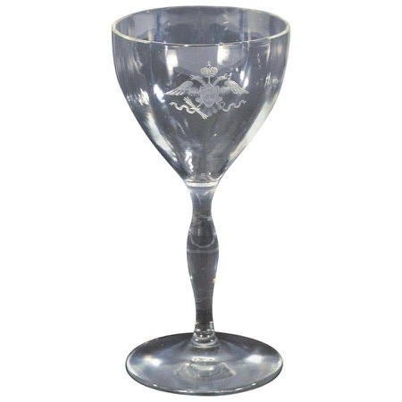 Hand Blown Nicholas II Maltsev Russian Wine Glass Imperial Eagle For Sale at 1stDibs