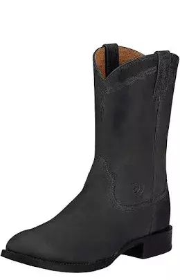round toe black cowboy boots for men