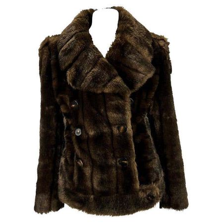 F/W 1996 Gucci by Tom Ford Runway Kate Moss Brown Faux Fur Cropped Jacket For Sale at 1stDibs