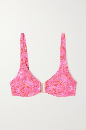 Bel Air Embellished Floral-print Underwired Bikini Top - Pink