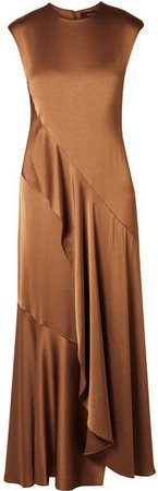 Sies Marjan - Zariah Draped Satin-crepe Maxi Dress - Light brown