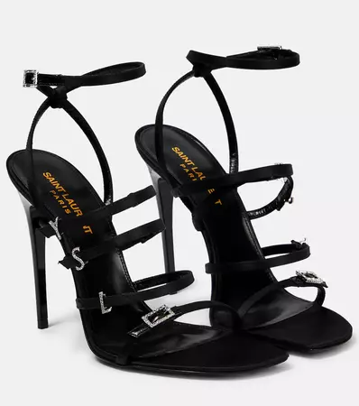 Saint Laurent - Jerry embellished satin sandals | Mytheresa