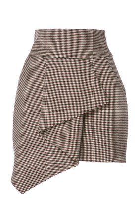 Asymmetric Wool Check Mini Skirt by Alexandre Vauthier | Moda Operandi
