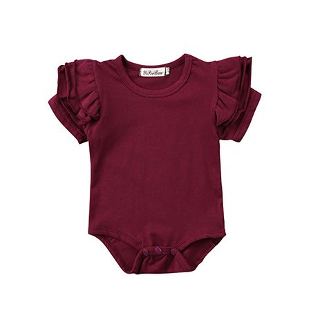 Amazon.com: Newborn Baby Girls Romper Bodysuit Jumpsuit One-Piece Summer Clothes (Wine Red, 12-24 Months): Clothing