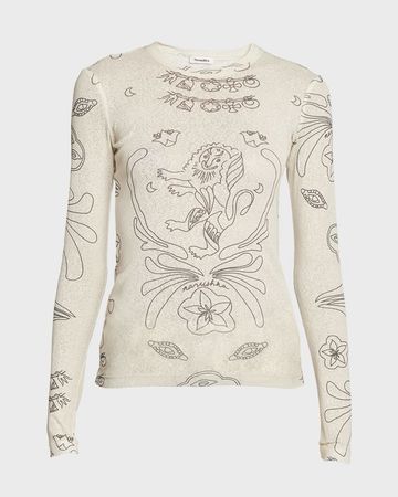 Nanushka Lymee Printed Long-Sleeve Top | Neiman Marcus