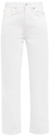 Straight Leg Cropped Jeans - Womens - Ivory