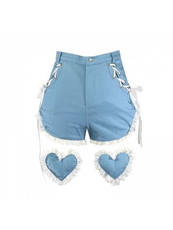 denim trousers with hearts