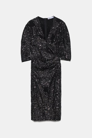 DRAPED SEQUIN DRESS - Dresses- Zara