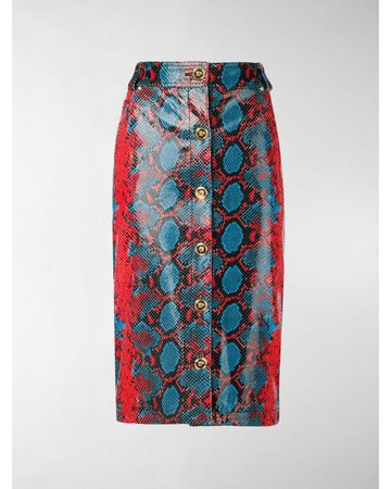 Versace Snakeskin Print Pencil Skirt in Red - Save 50% - Lyst