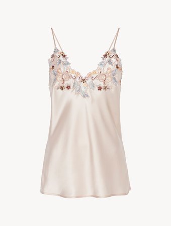 La Perla Camisole in blush pink silk with embroidered tulle