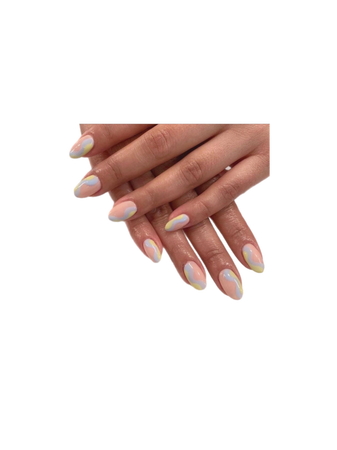 pink pearlescent diamond manicure nails